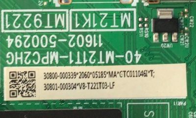 MAIN FUENTE PARA TV TCL / NUMERO DE PARTE 30800-000339 / 40-MT21T1-MOC2HG / 30801-000304 / 11602-500294 / DISPLAY PT430CT03-14 VER.2.4 / MODELO 43S334 - Imagen 2